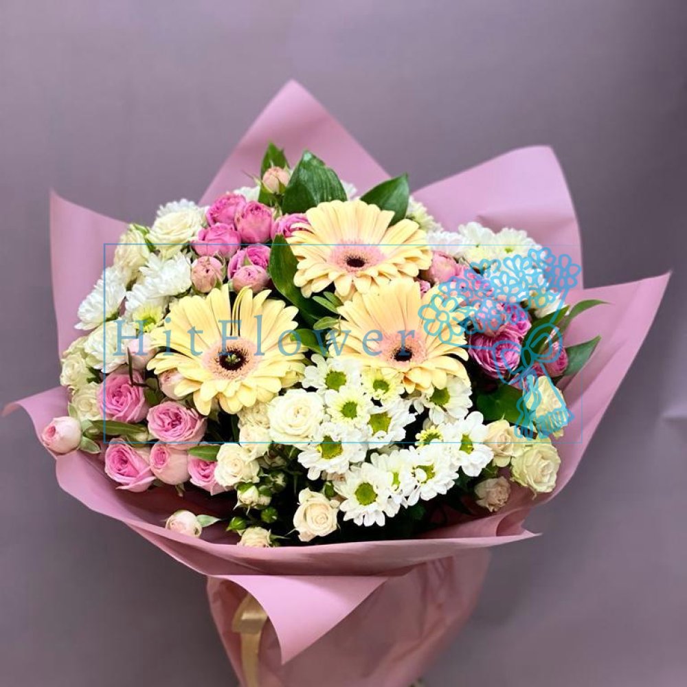 Букет цветов Сияние звезды Букет цветов из: Розы, Герберы и Хризантемы