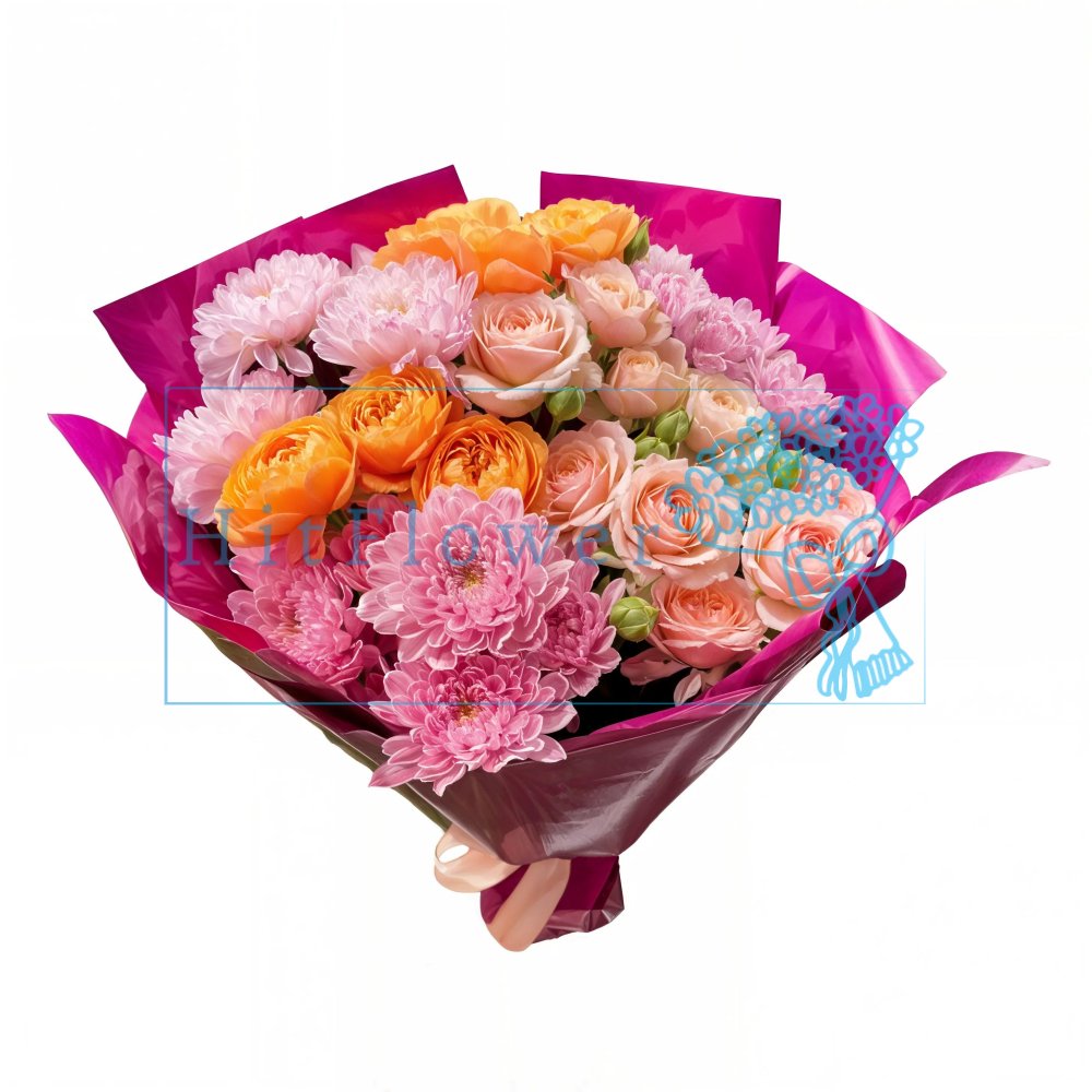 Букет цветов Фейерверк эмоций Букет цветов из: Розы и Хризантемы